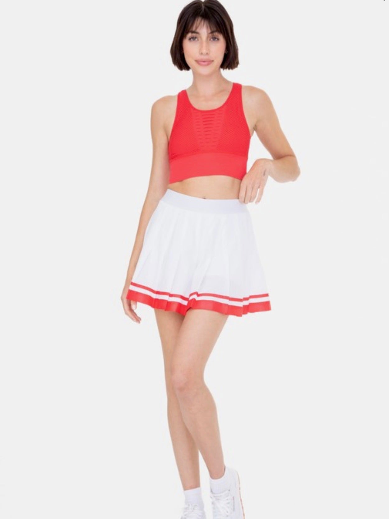 Stripe Pleated Tennis Skirt