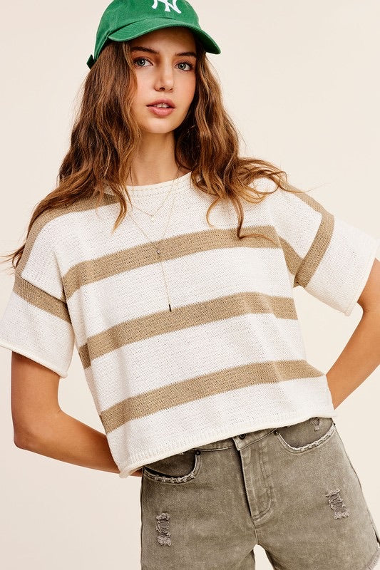 Taupe Striped Sweater