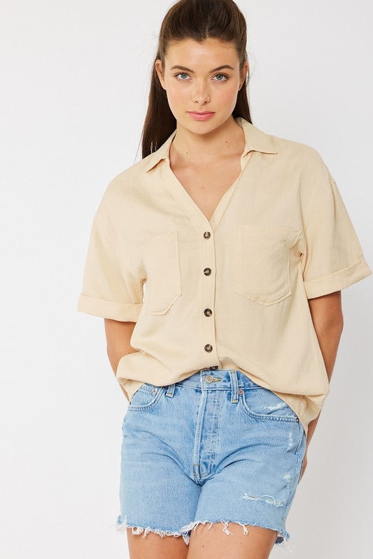 Cream Linen Top