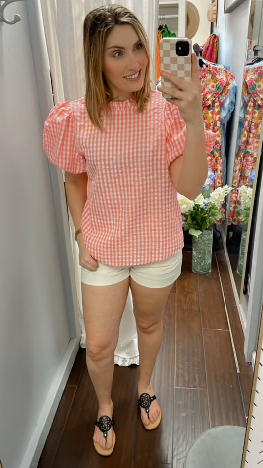 Peach Gingham Top