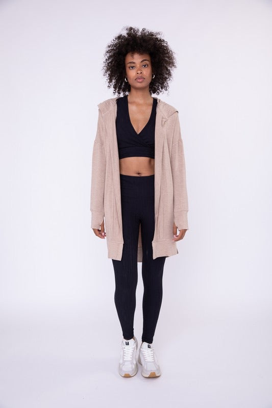 Long Line Hooded Cardigan with Pockets