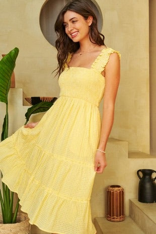 Yellow Smocked Top Dress