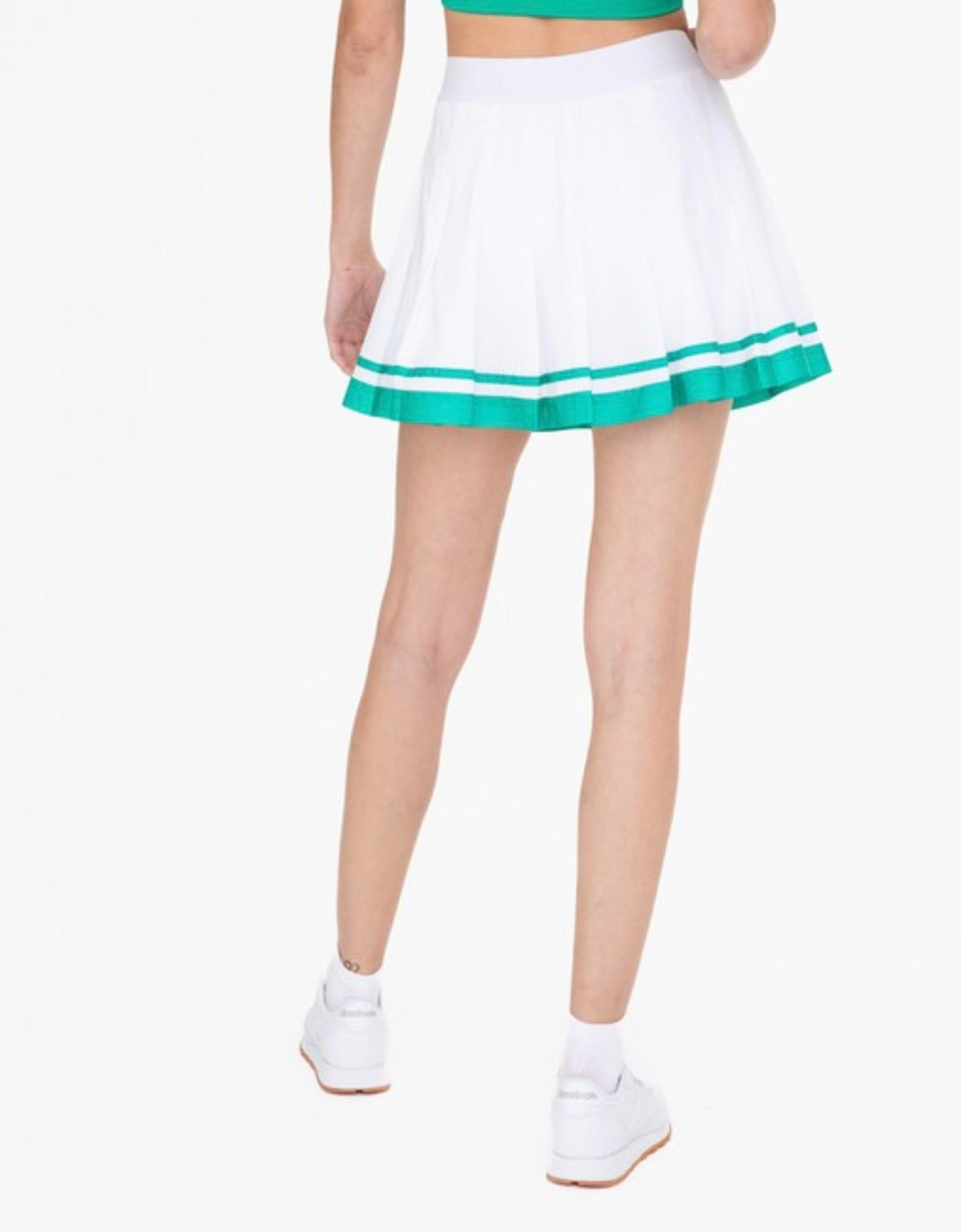 White & Green Stripe Tennis Skirt